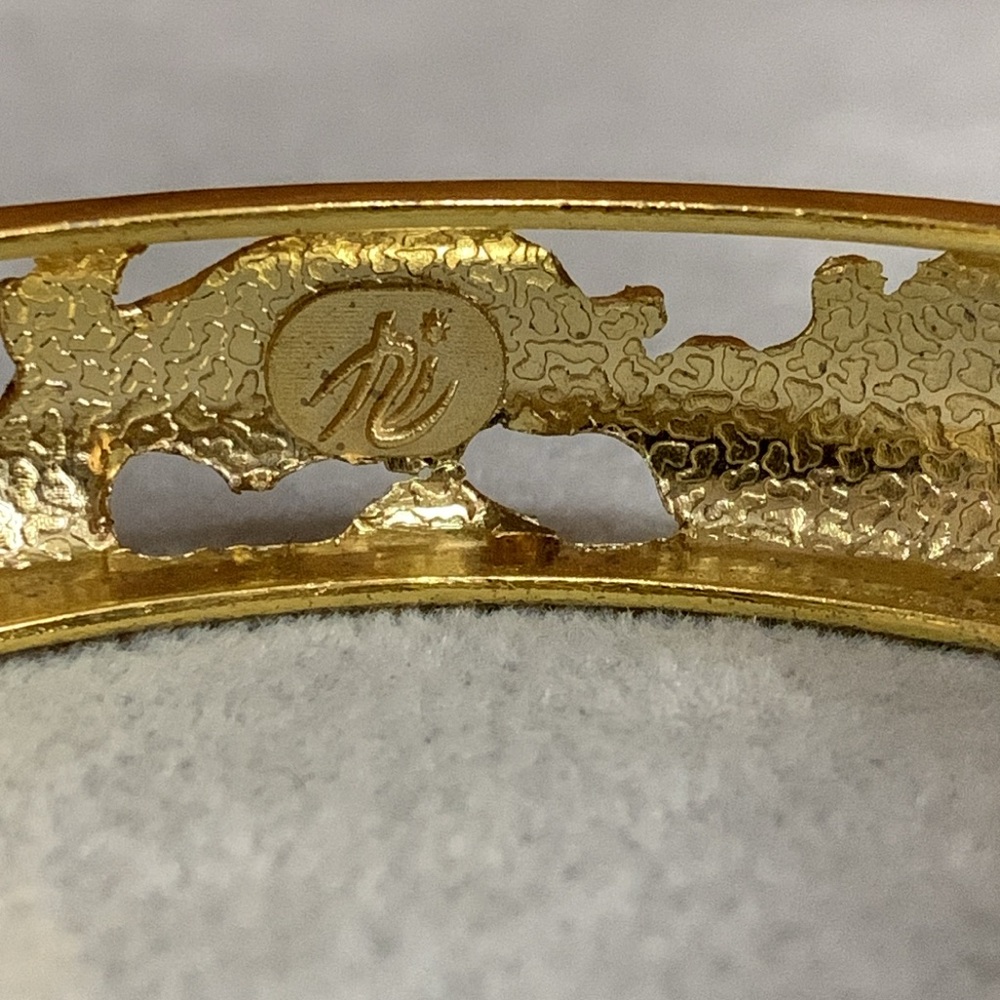 Jiu Long Xing gold tone green and pink hinge bracelet - Picture 6 of 7